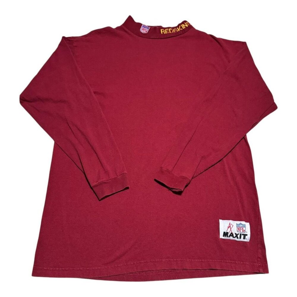 Vintage 90s Maxit Washington Redskins Long Sleeve Mock Neck Shirt Adult Medium‎